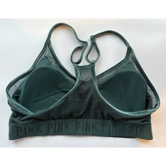 Victoria's Secret Bralette Velvet Racerback Adjustable Green Size Medium Sheer - Picture 2 of 4